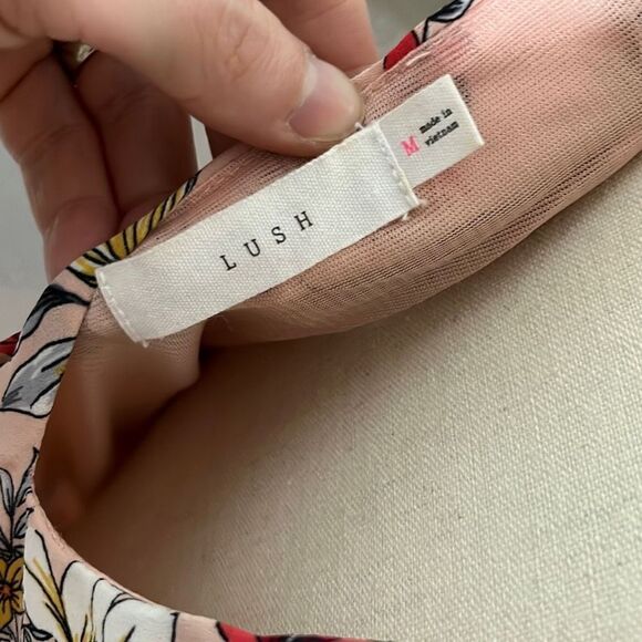 Lush Floral Maxi Sleeveless Halter Keyhole Back Pink Women's Dress Size Medium - Picture 10 of 11